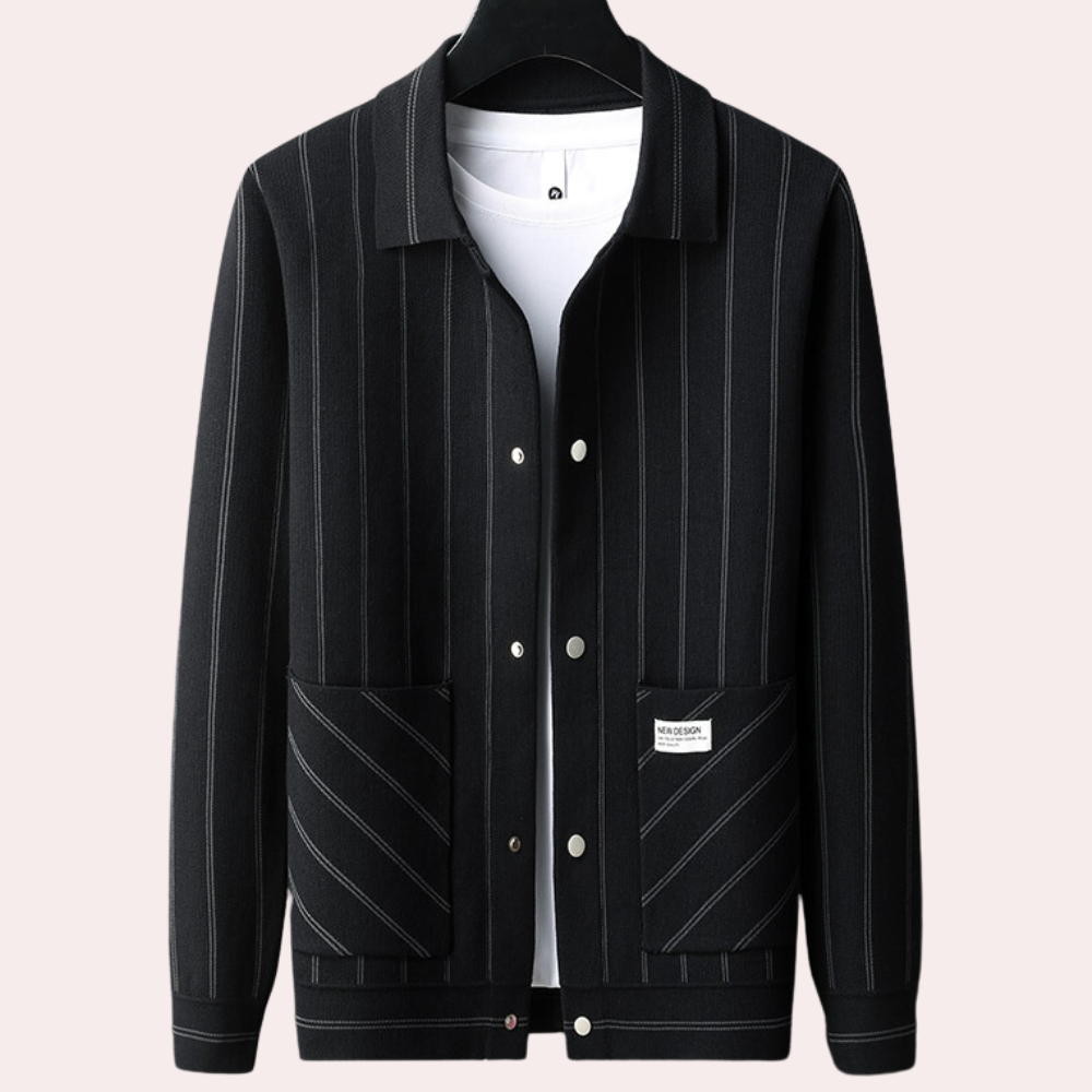 Ozana - Stilvolle Herrenjacke mit Knopfleiste Und Kragen