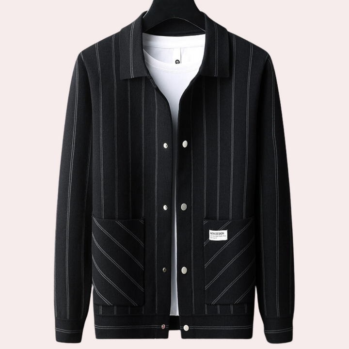 Ozana - Stilvolle Herrenjacke mit Knopfleiste Und Kragen