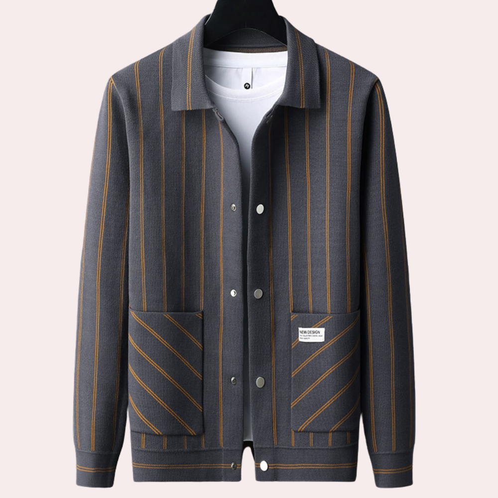 Ozana - Stilvolle Herrenjacke mit Knopfleiste Und Kragen