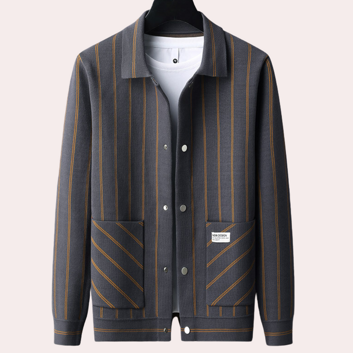 Ozana - Stilvolle Herrenjacke mit Knopfleiste Und Kragen