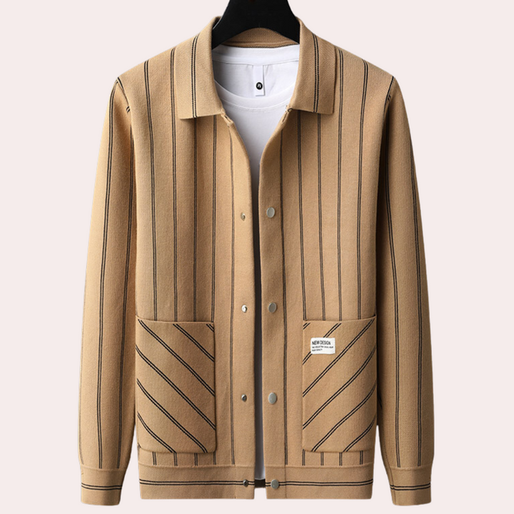 Ozana - Stilvolle Herrenjacke mit Knopfleiste Und Kragen