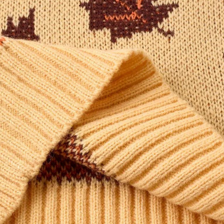 Nerina – Damenstrickpullover mit Blattmotiv