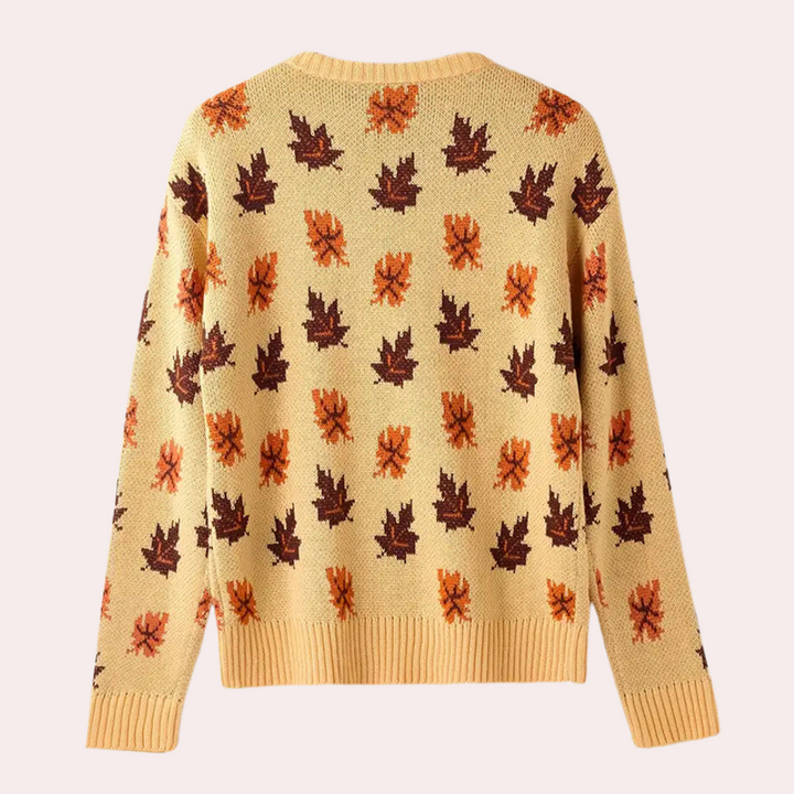Nerina – Damenstrickpullover mit Blattmotiv