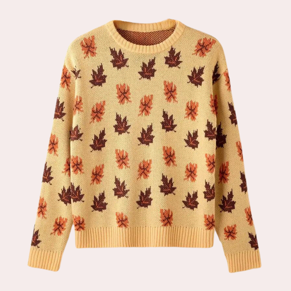 Nerina – Damenstrickpullover mit Blattmotiv