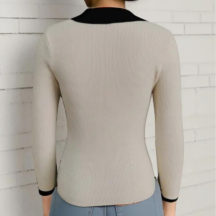 Maribel - Damen Pullover mit Kontrastierendem Kragen