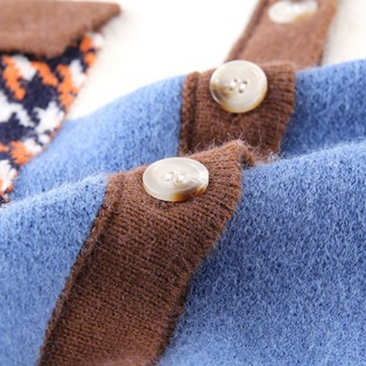 Edwina - Damenstrickjacke mit Auffälligem Farbdesign