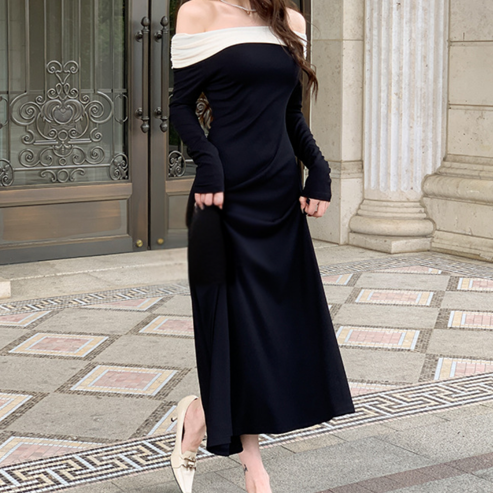 Ilinca - Elegantes Langes Damenkleid Ohne Schultern