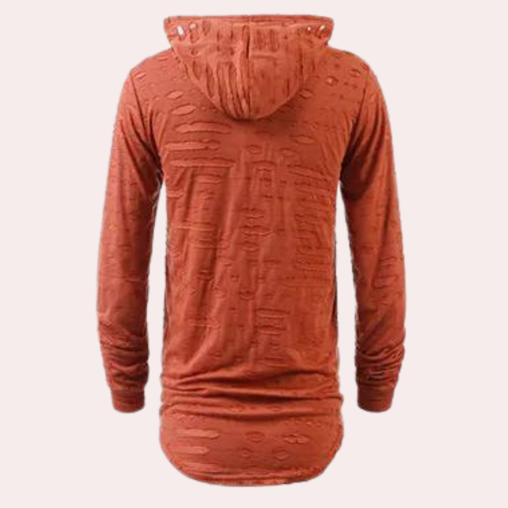 Pompiliu - Moderner Halblanger Herrenpullover mit Kapuze