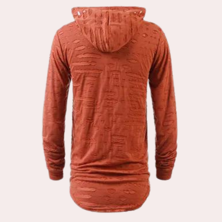 Pompiliu - Moderner Halblanger Herrenpullover mit Kapuze