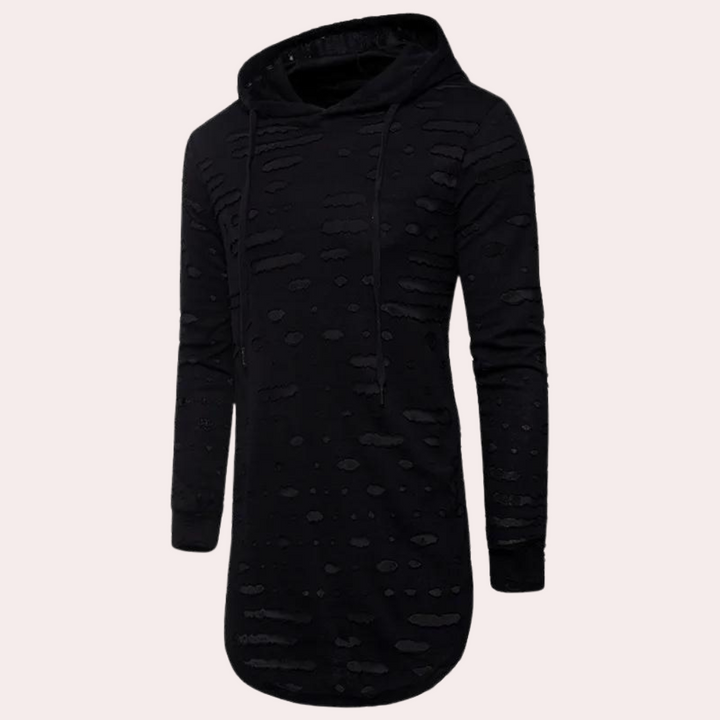 Pompiliu - Moderner Halblanger Herrenpullover mit Kapuze