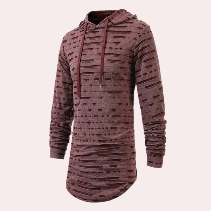 Pompiliu - Moderner Halblanger Herrenpullover mit Kapuze