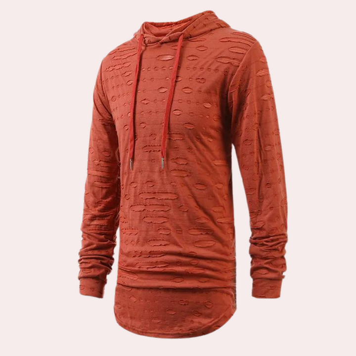 Pompiliu - Moderner Halblanger Herrenpullover mit Kapuze