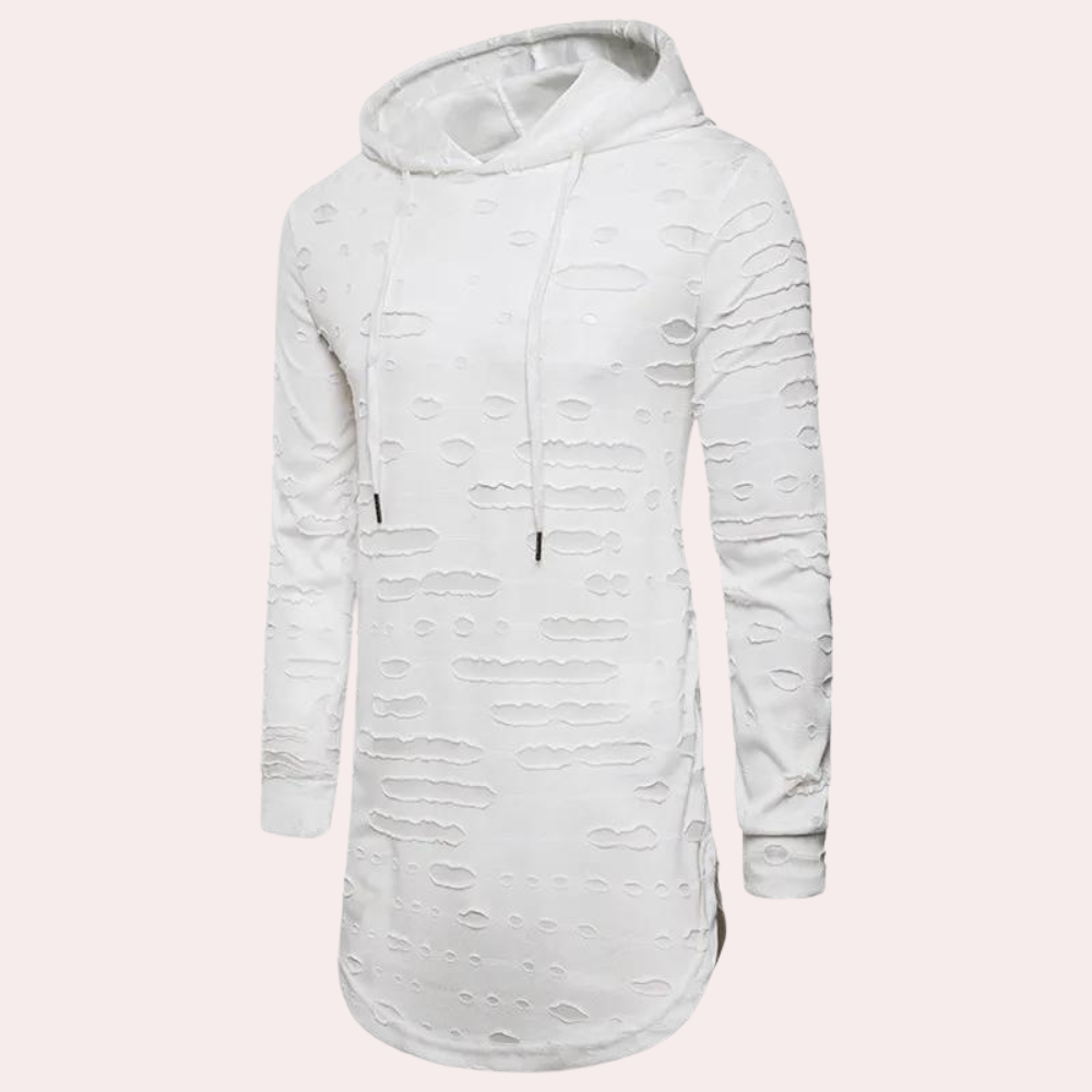 Pompiliu - Moderner Halblanger Herrenpullover mit Kapuze