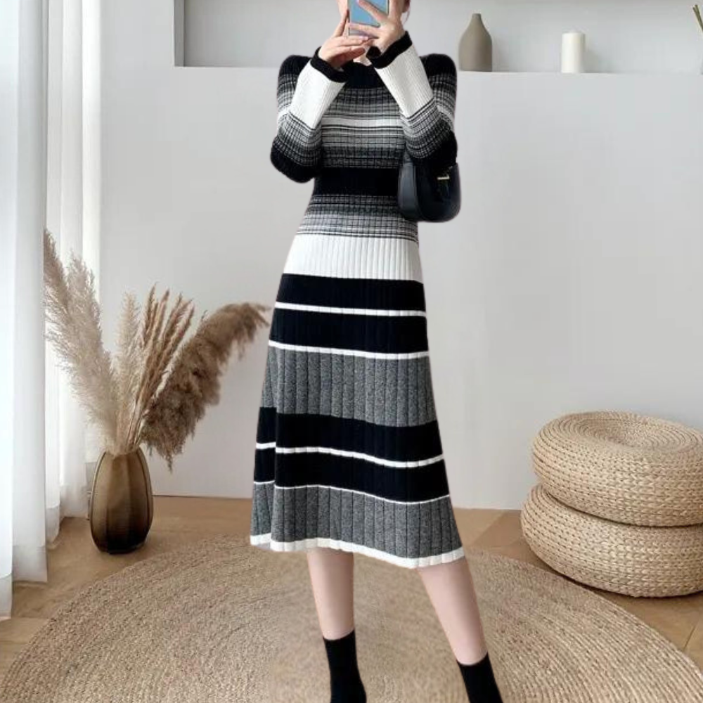 Betina – Stylisches Gestreiftes Midikleid für Damen