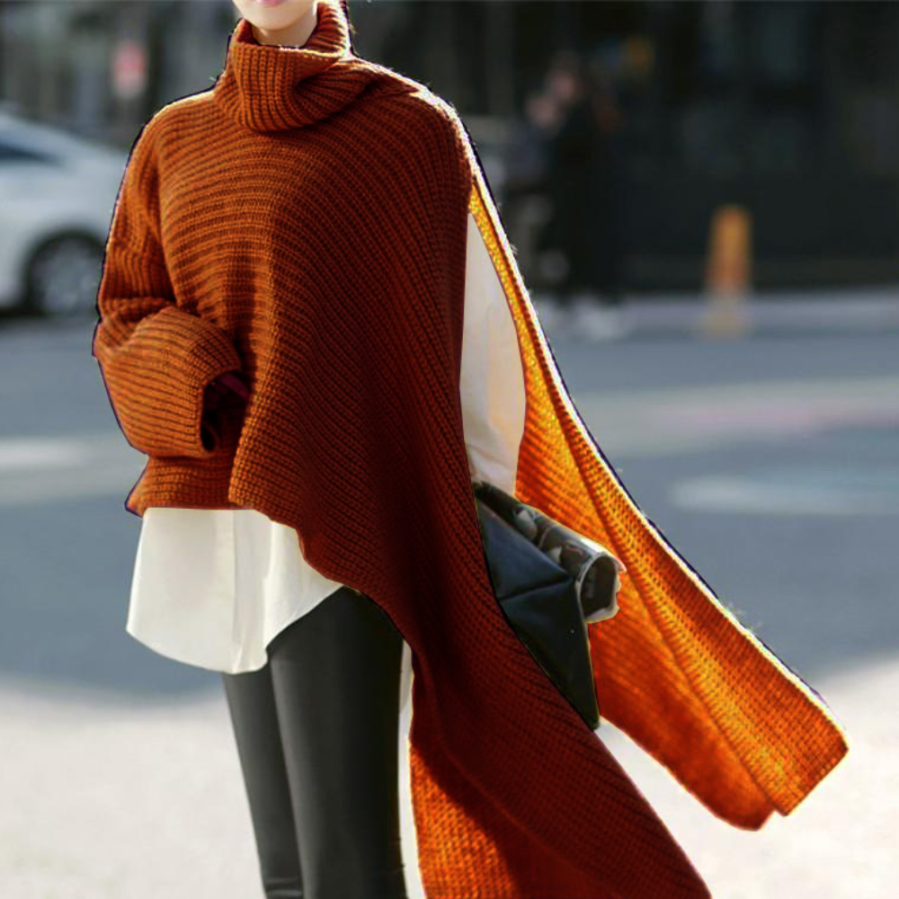 Zena - Fließender Damen Asymmetrischer Strickpullover