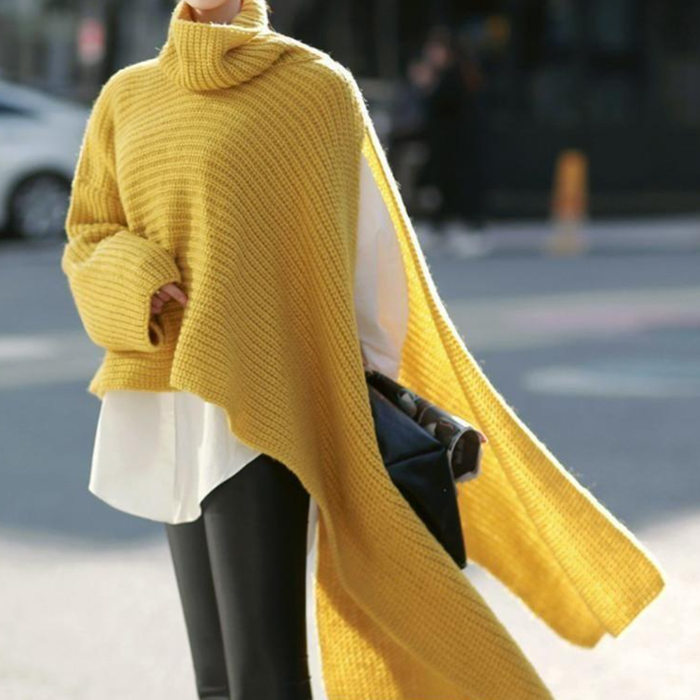 Zena - Fließender Damen Asymmetrischer Strickpullover