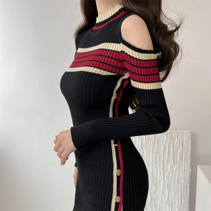 Eluned – Stilvolles Damen-Strickkleid mit Kalten Schultern
