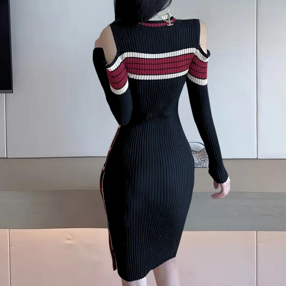Eluned – Stilvolles Damen-Strickkleid mit Kalten Schultern