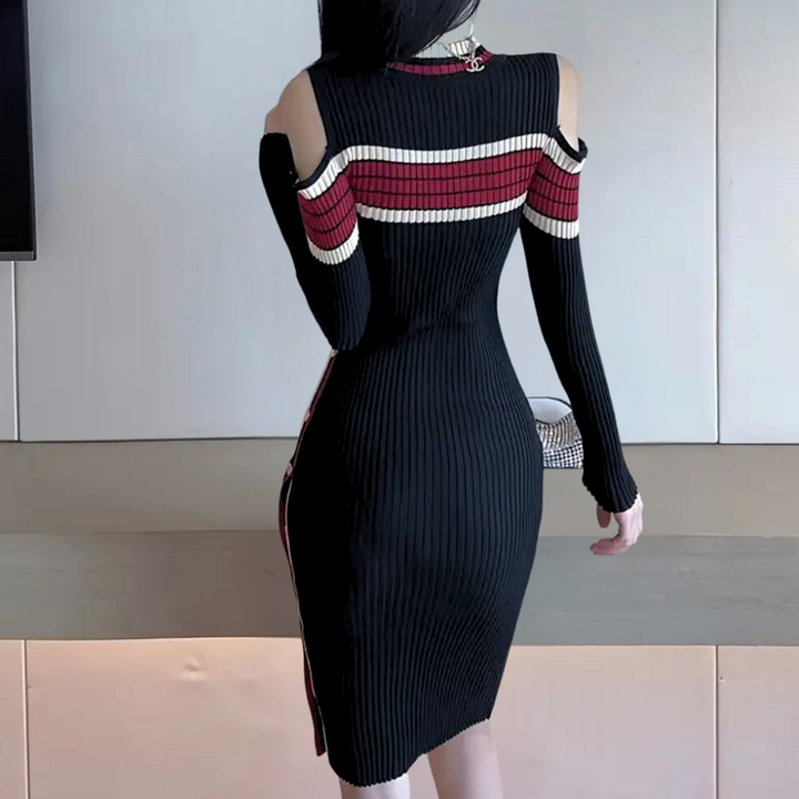 Eluned – Stilvolles Damen-Strickkleid mit Kalten Schultern
