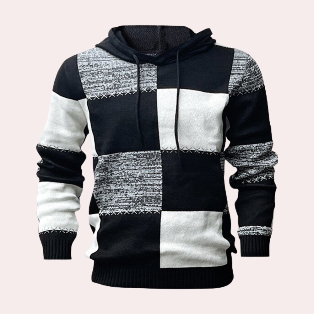 Greco - Moderner Patchwork-Kapuzenpullover für Herren