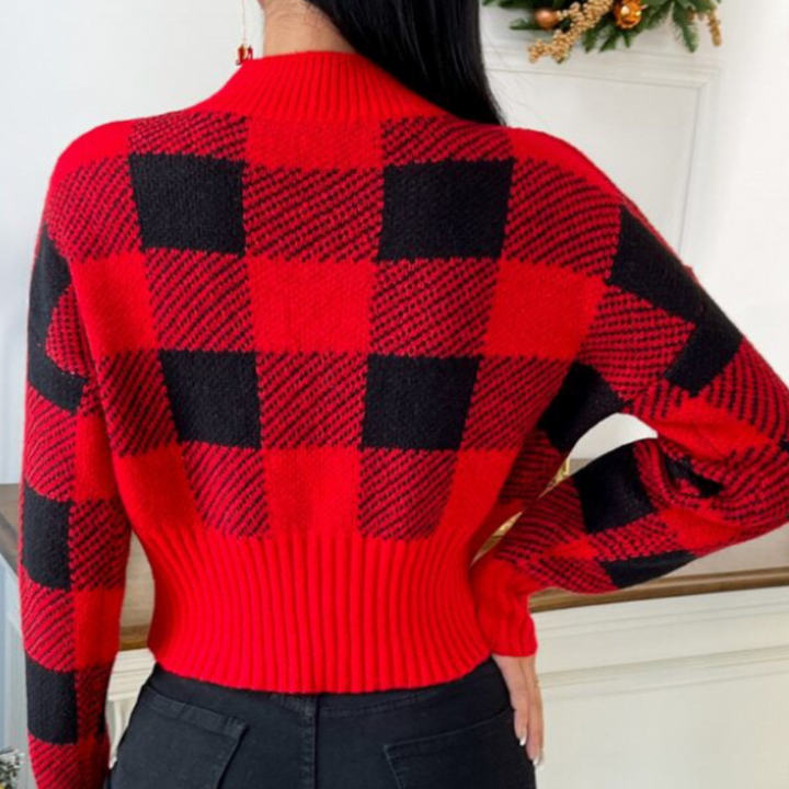 Sonya - Eleganter Damenpullover Im Karo-Muster