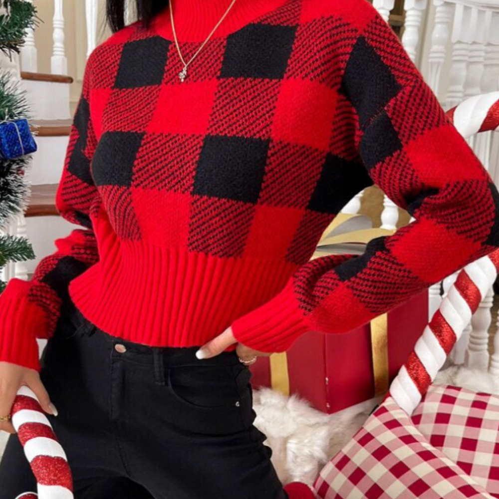 Sonya - Eleganter Damenpullover Im Karo-Muster