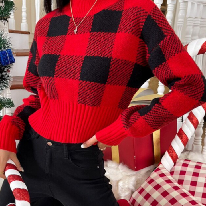 Sonya - Eleganter Damenpullover Im Karo-Muster