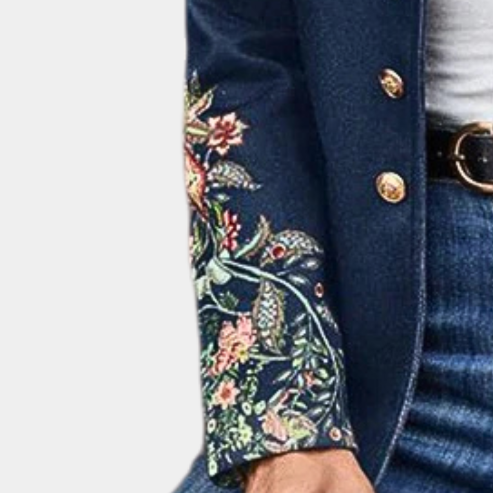 Iona - Damenblazer mit Auffälligen Blumendetails