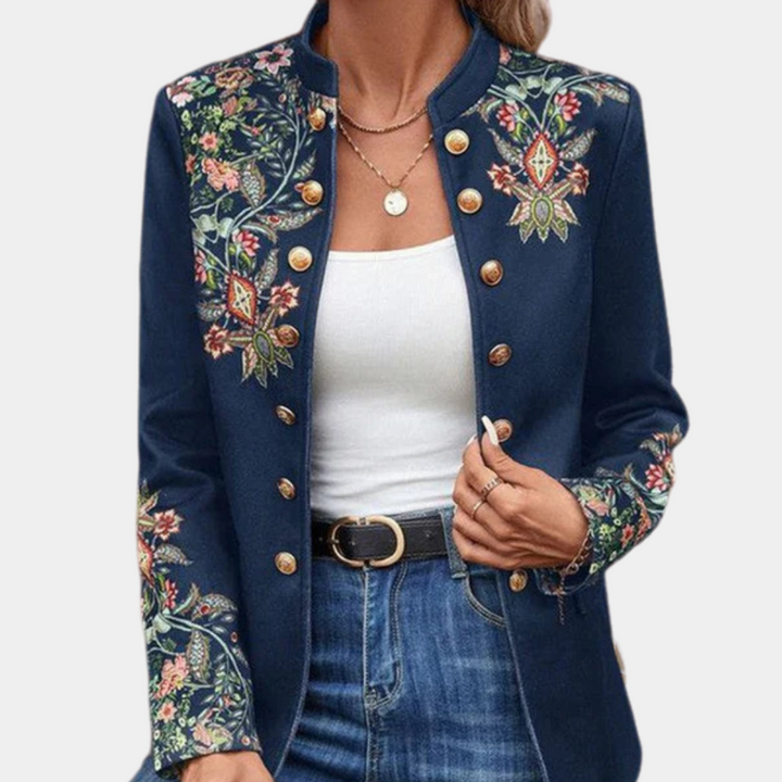 Iona - Damenblazer mit Auffälligen Blumendetails