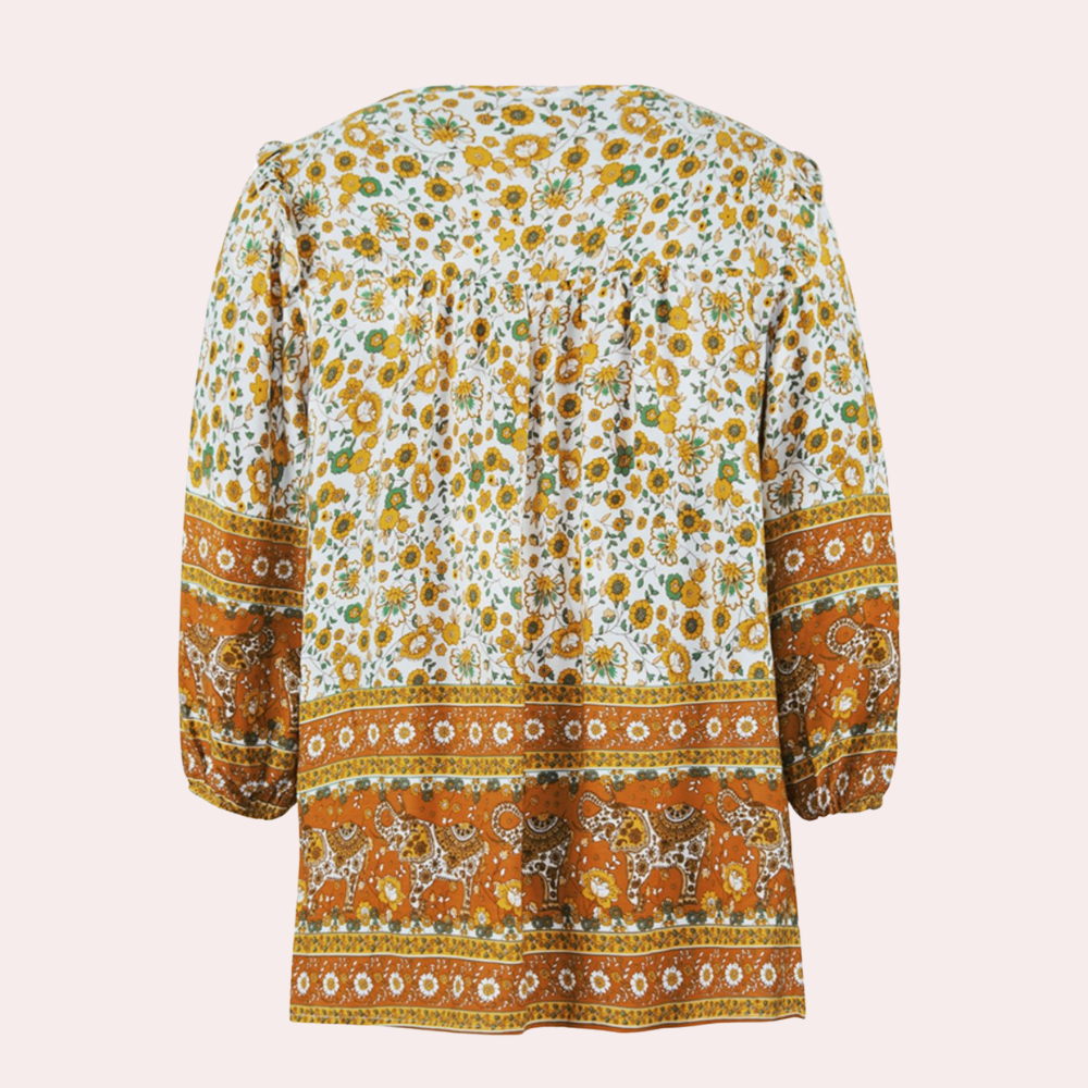 Georgina - Damenbluse mit Blumenmuster Und Schnürung