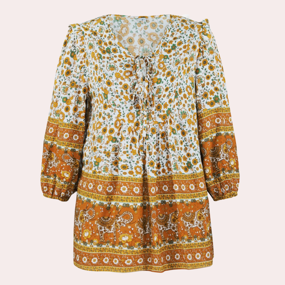 Georgina - Damenbluse mit Blumenmuster Und Schnürung