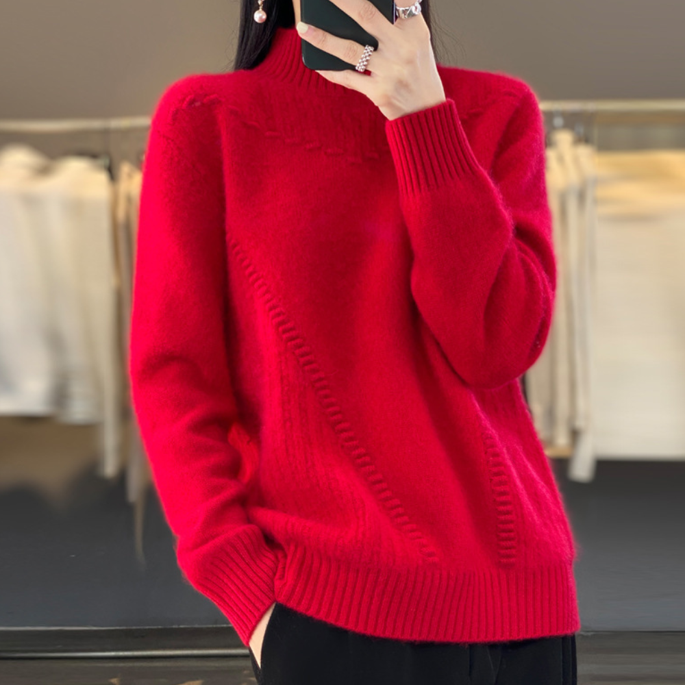 Bettina - Eleganter Damenpullover mit Stehkragen