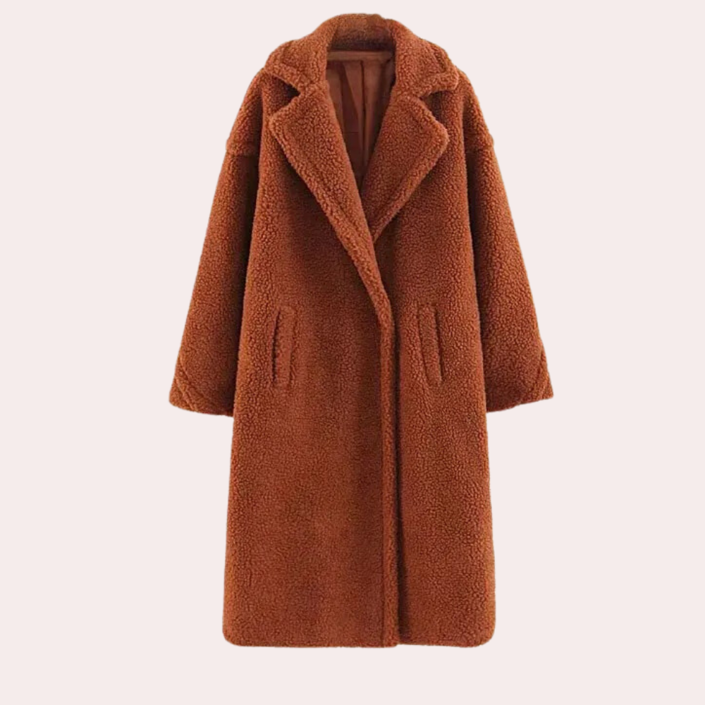 Szilard - Plüschiger Texturierter Langer Mantel für Damen
