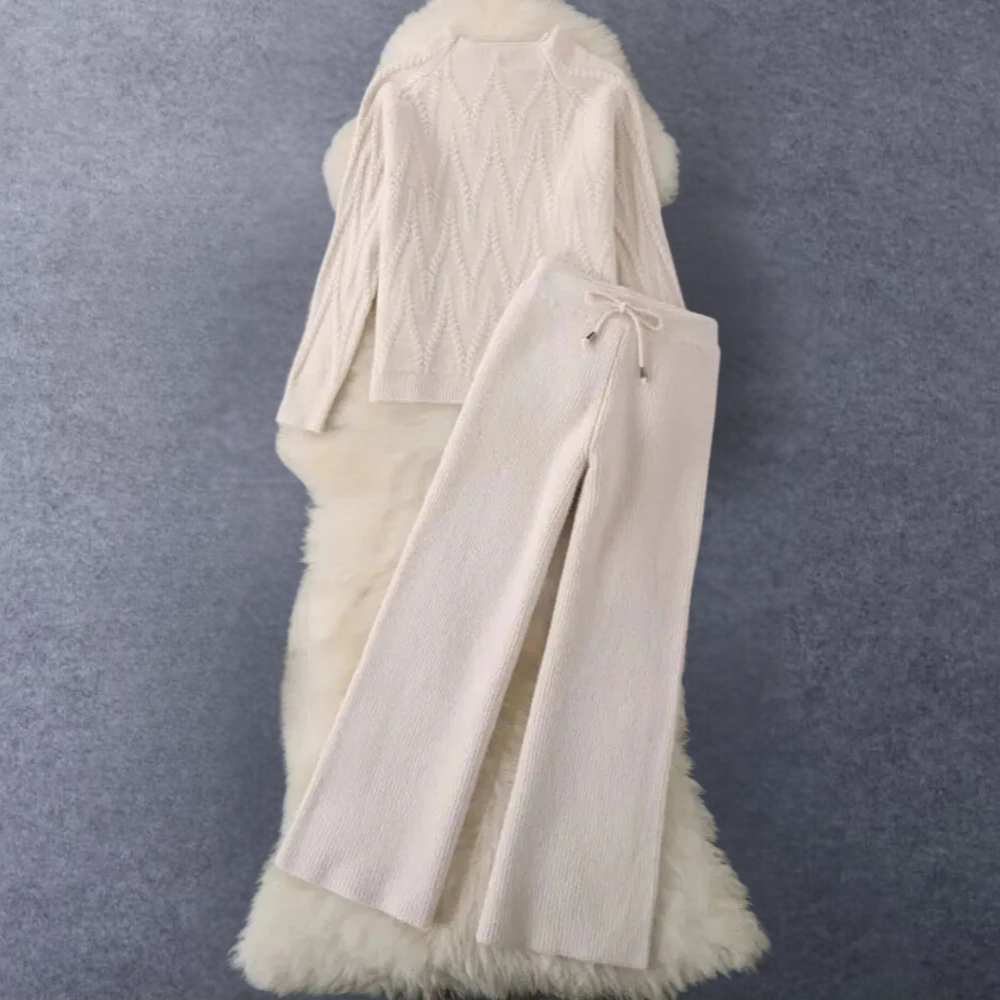 Graciela - Damen Dehnbares Strick-Zweiteiler-Set