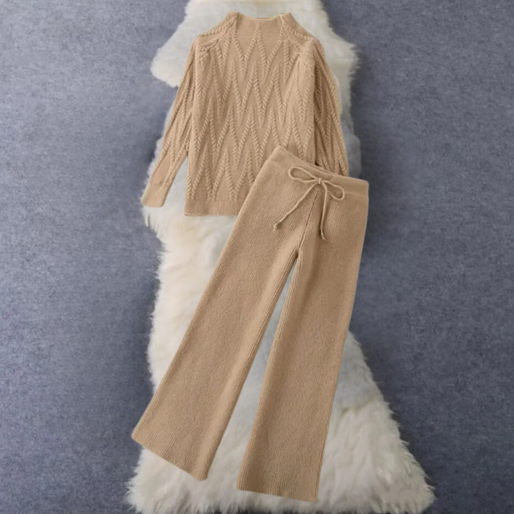 Graciela - Damen Dehnbares Strick-Zweiteiler-Set