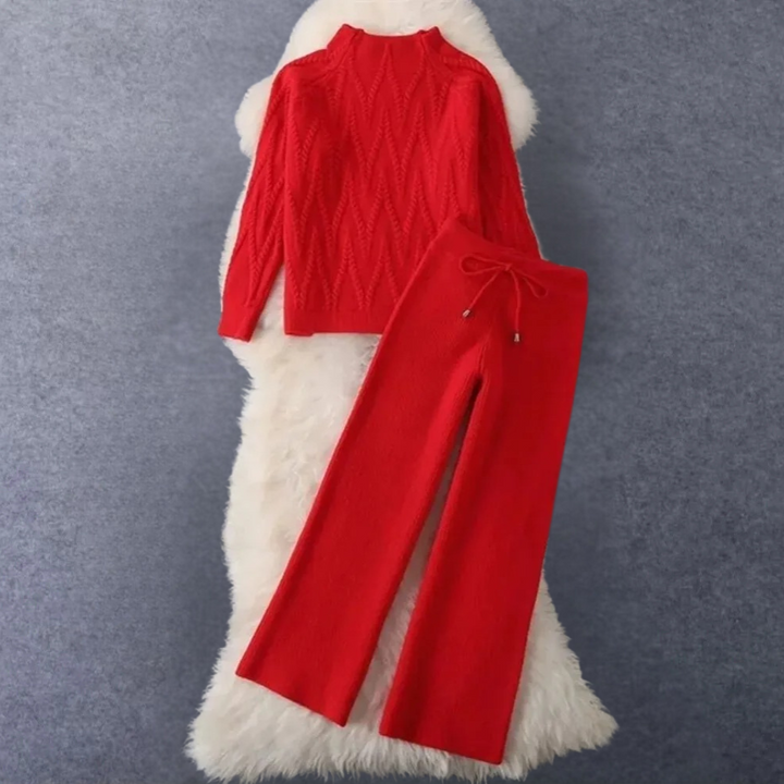 Graciela - Damen Dehnbares Strick-Zweiteiler-Set