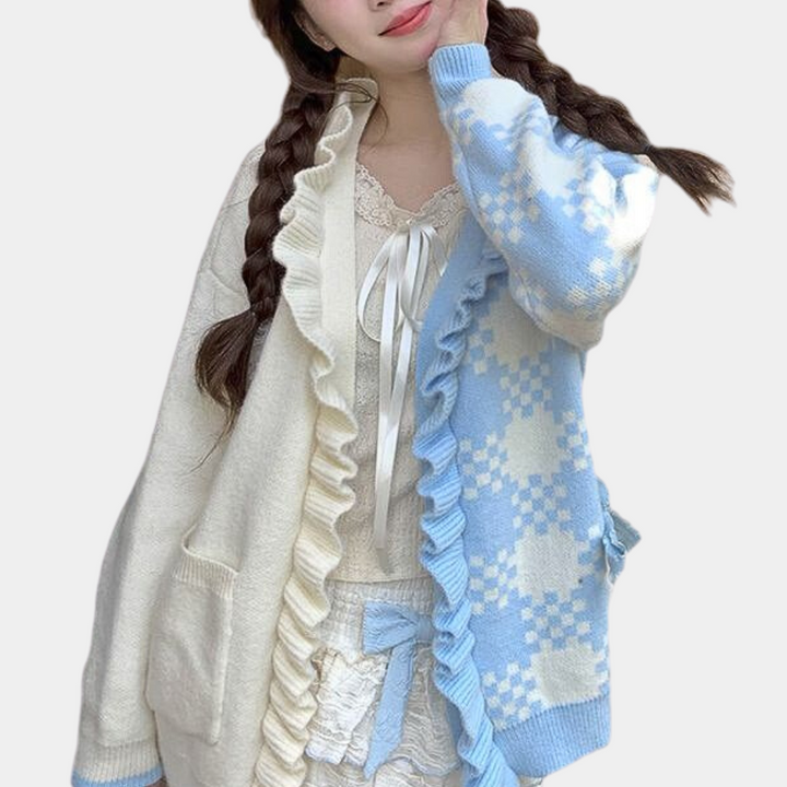 Aureliana - Elegante Strickjacke mit Rüschenbesatz für Damen