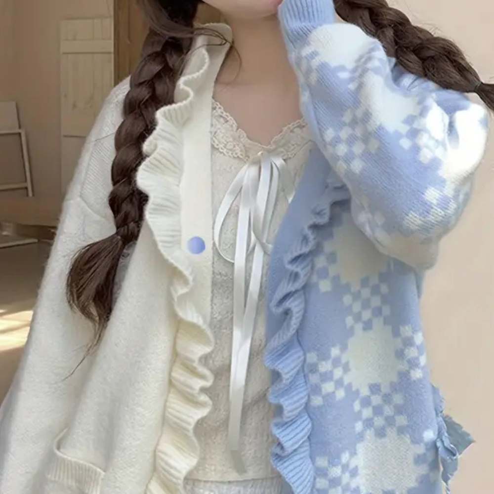 Aureliana - Elegante Strickjacke mit Rüschenbesatz für Damen