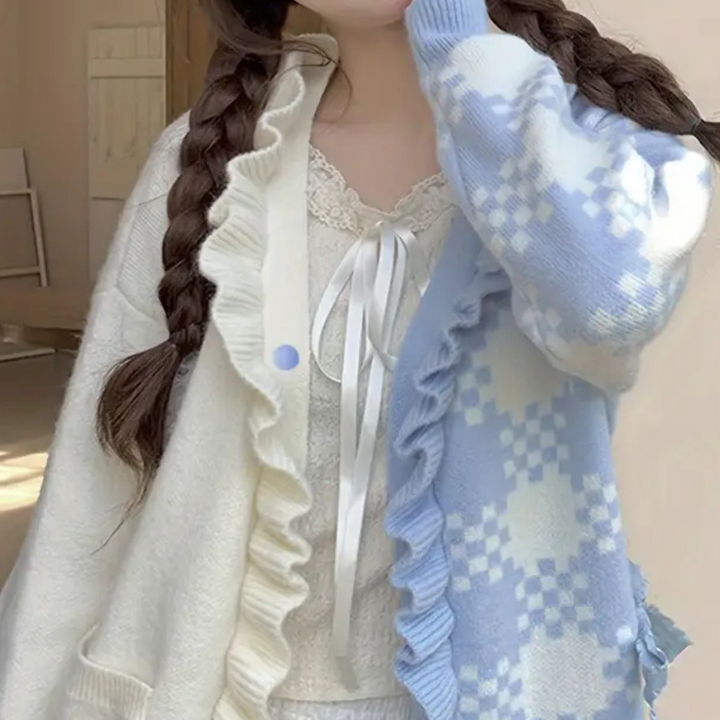Aureliana - Elegante Strickjacke mit Rüschenbesatz für Damen