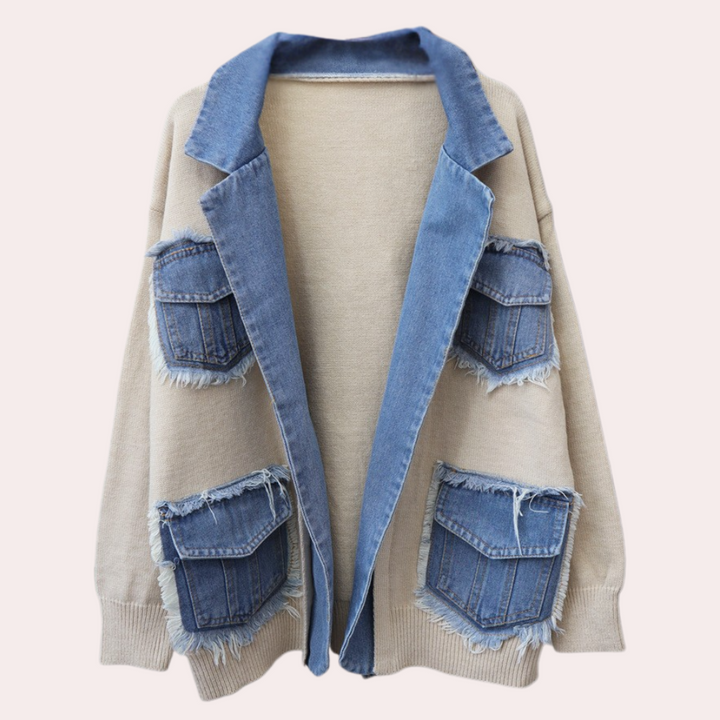 Hadria - Damen Strickjacke Im Denim-Stil