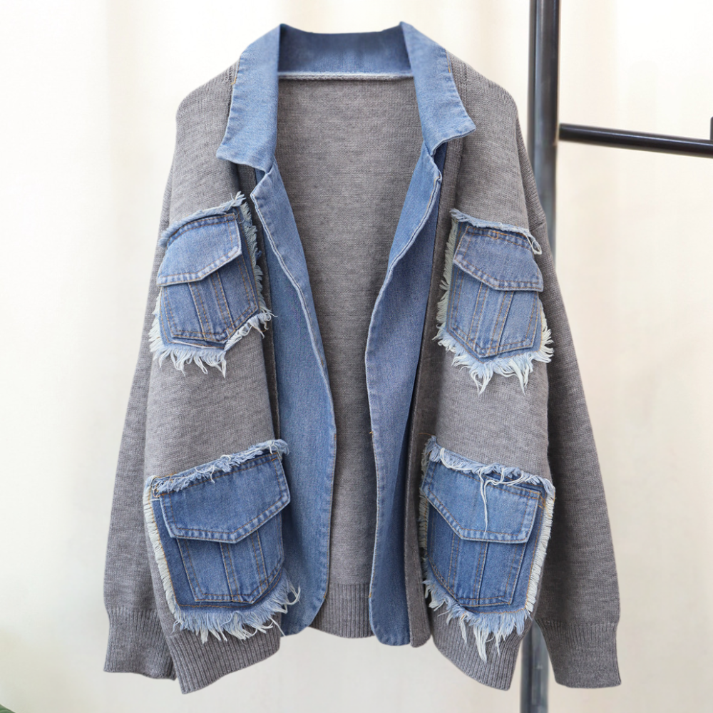 Hadria - Damen Strickjacke Im Denim-Stil