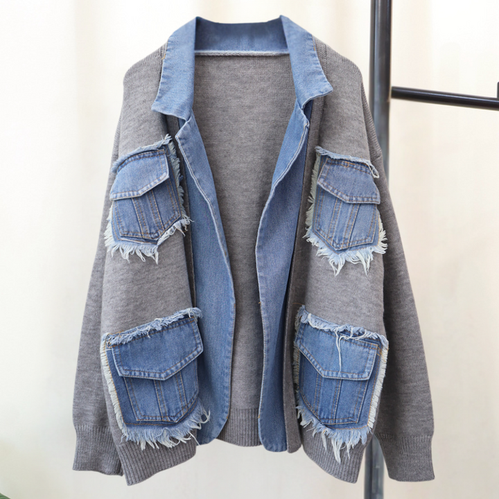 Hadria - Damen Strickjacke Im Denim-Stil