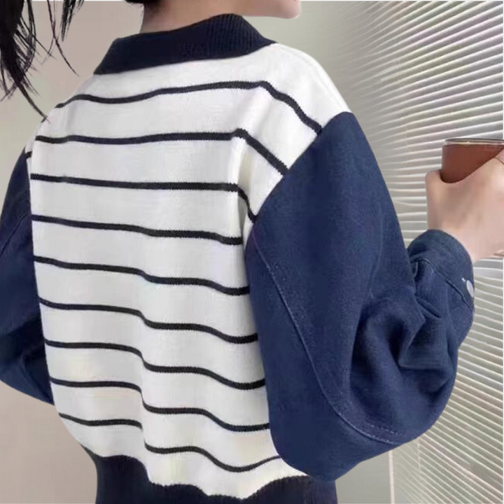 Lujzika - Stilvoller Pullover mit Jeansärmeln für Damen