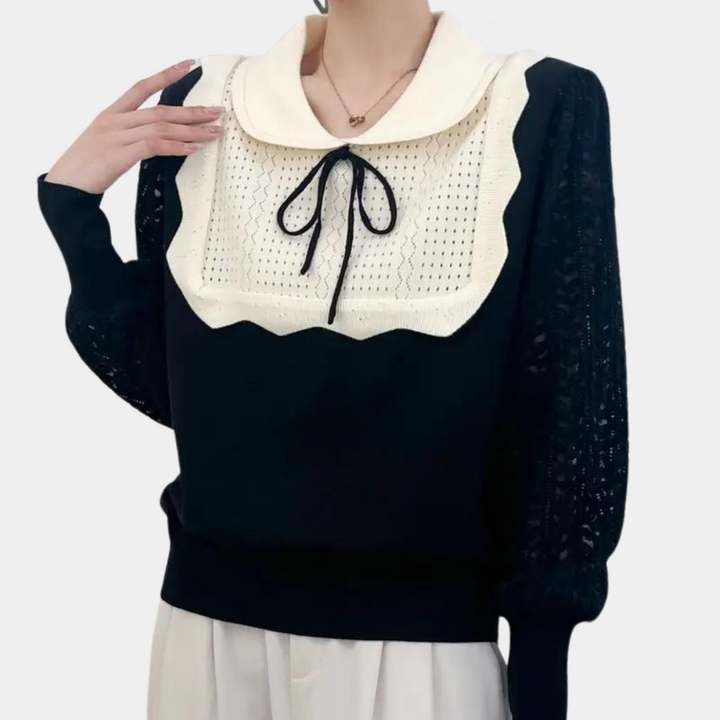 Res - Eleganter Strickpullover mit Kragen für Damen