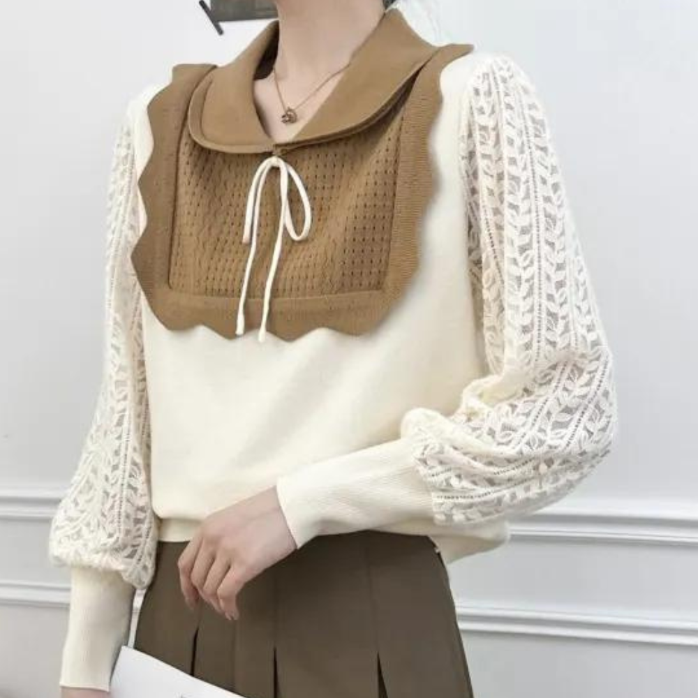 Res - Eleganter Strickpullover mit Kragen für Damen