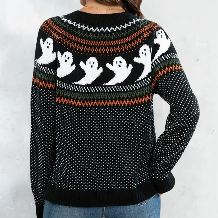 Marika - Gestrickte Halloween-Strickjacke für Damen