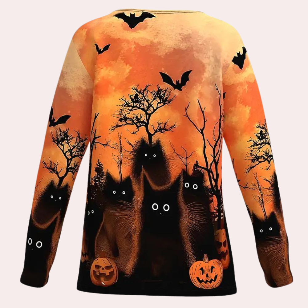 Rella - Lebhaftes V-Ausschnitt-Halloween-Damen-Hemden