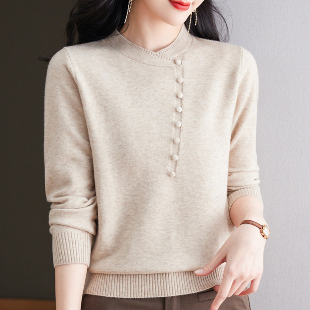 Gergana - Modischer Damenpullover mit Knopfdetails