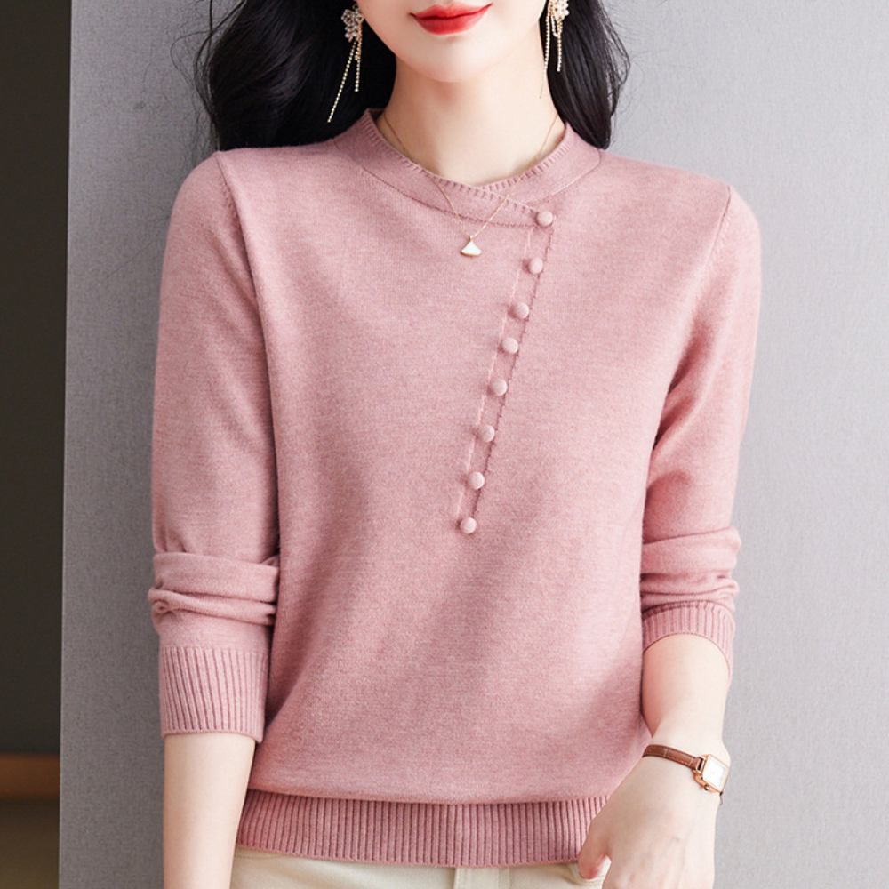 Gergana - Modischer Damenpullover mit Knopfdetails