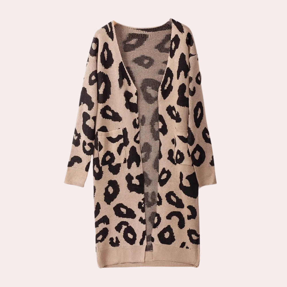 Clothilde - Modische Strickjacke mit Leopardenmuster für Damen